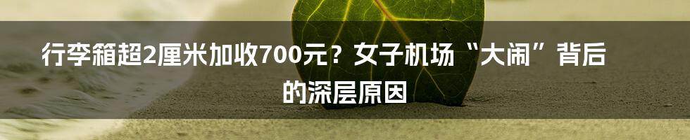 行李箱超2厘米加收700元?女子机场“大闹”背后的深层原因