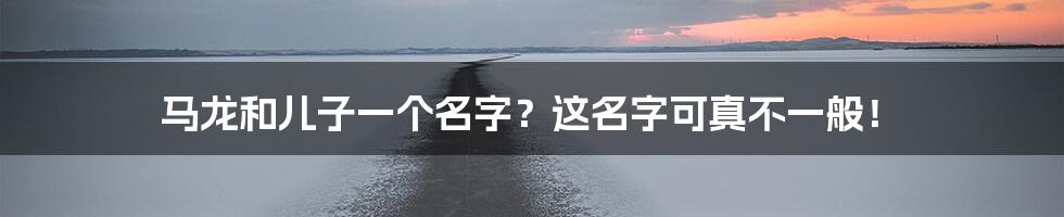 马龙和儿子一个名字？这名字可真不一般！