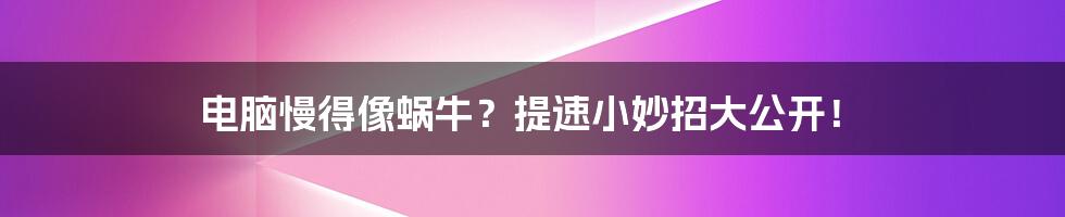 电脑慢得像蜗牛?提速小妙招大公开!