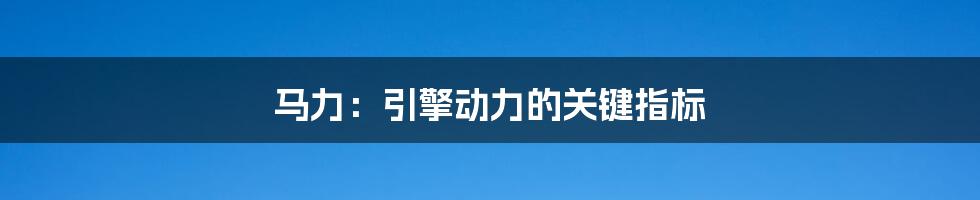 马力：引擎动力的关键指标