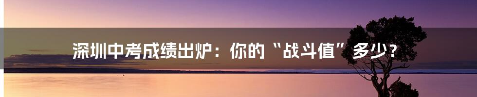 深圳中考成绩出炉:你的“战斗值”多少?