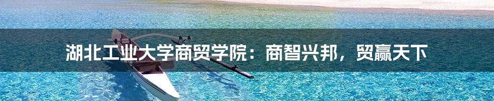 湖北工业大学商贸学院:商智兴邦,贸赢天下