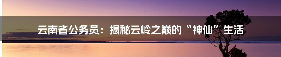云南省公务员:揭秘云岭之巅的“神仙”生活