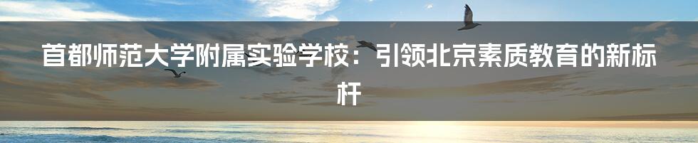 首都师范大学附属实验学校:引领北京素质教育的新标杆