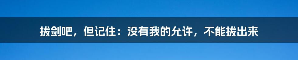 拔剑吧,但记住:没有我的允许,不能拔出来