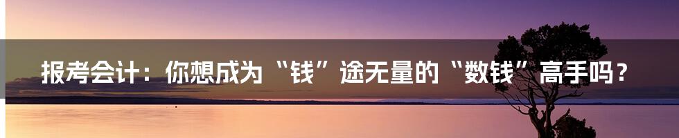 报考会计:你想成为“钱”途无量的“数钱”高手吗?