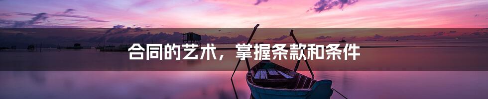 合同的艺术,掌握条款和条件