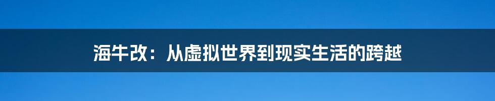 海牛改:从虚拟世界到现实生活的跨越