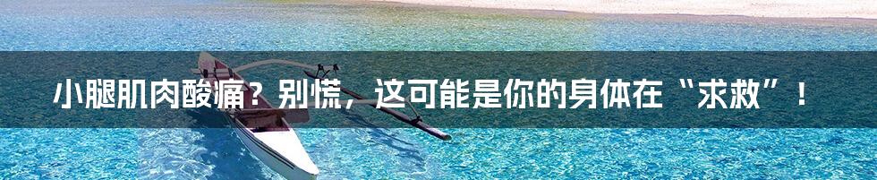 小腿肌肉酸痛?别慌,这可能是你的身体在“求救”!