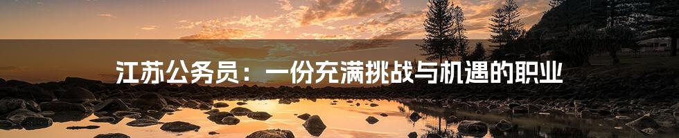 江苏公务员：一份充满挑战与机遇的职业