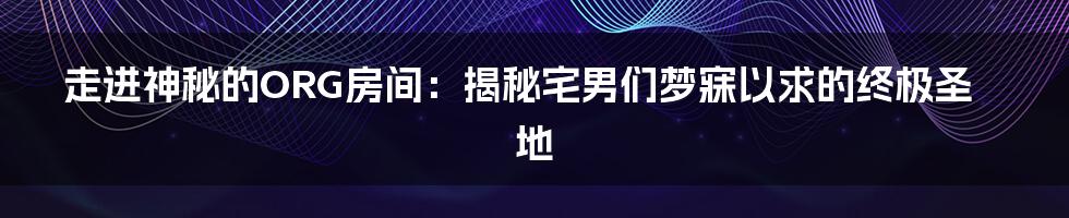 走进神秘的ORG房间:揭秘宅男们梦寐以求的终极圣地