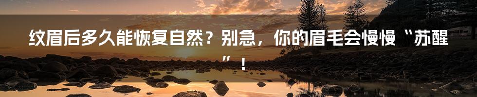纹眉后多久能恢复自然?别急,你的眉毛会慢慢“苏醒”!