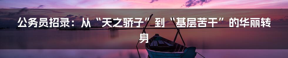公务员招录:从“天之骄子”到“基层苦干”的华丽转身