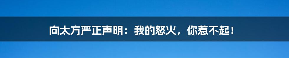 向太方严正声明:我的怒火,你惹不起!