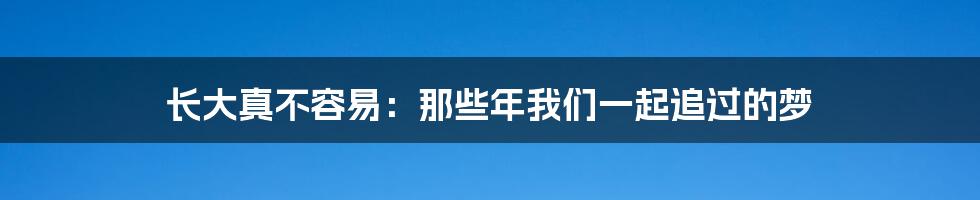长大真不容易:那些年我们一起追过的梦