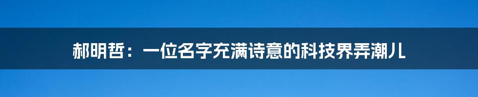 郝明哲：一位名字充满诗意的科技界弄潮儿