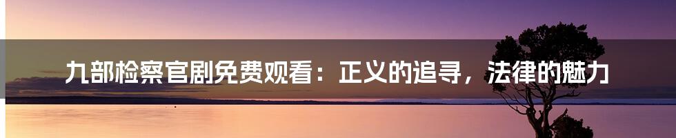 九部检察官剧免费观看:正义的追寻,法律的魅力