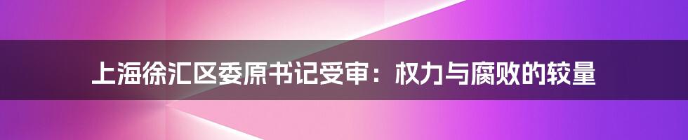 上海徐汇区委原书记受审:权力与腐败的较量