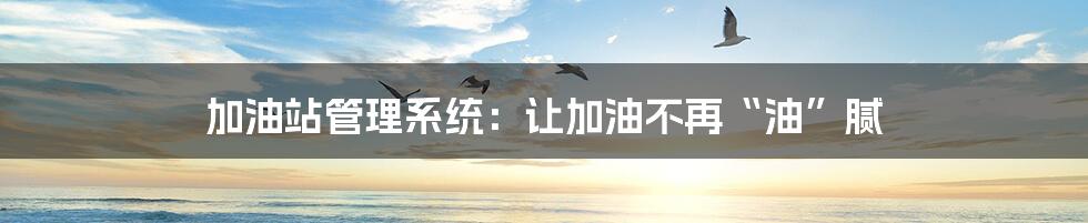加油站管理系统:让加油不再“油”腻