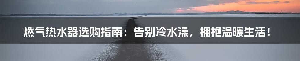 燃气热水器选购指南:告别冷水澡,拥抱温暖生活!