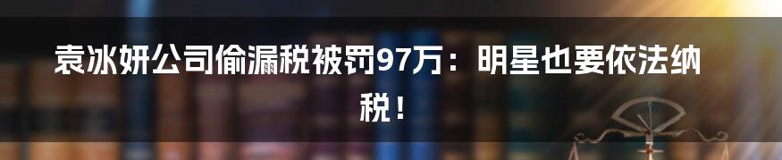袁冰妍公司偷漏税被罚97万:明星也要依法纳税!
