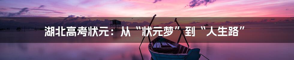 湖北高考状元：从“状元梦”到“人生路”