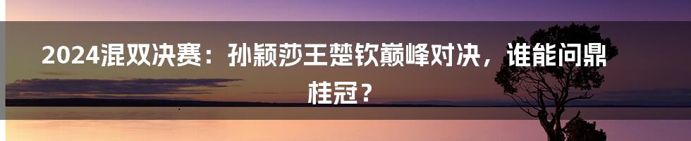 2024混双决赛:孙颖莎王楚钦巅峰对决,谁能问鼎桂冠?