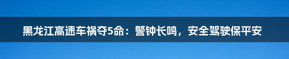 黑龙江高速车祸夺5命:警钟长鸣,安全驾驶保平安