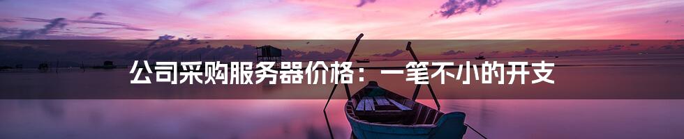 公司采购服务器价格:一笔不小的开支