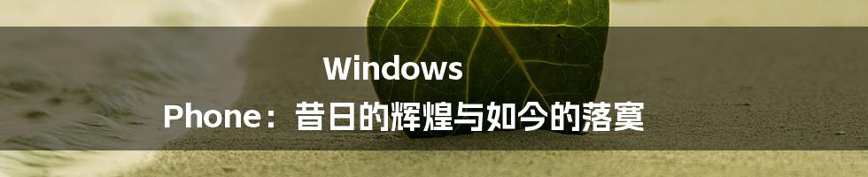 Windows Phone:昔日的辉煌与如今的落寞