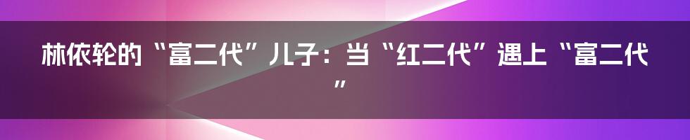 林依轮的“富二代”儿子:当“红二代”遇上“富二代”