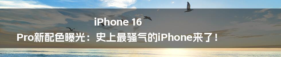 iPhone 16 Pro新配色曝光:史上最骚气的iPhone来了!