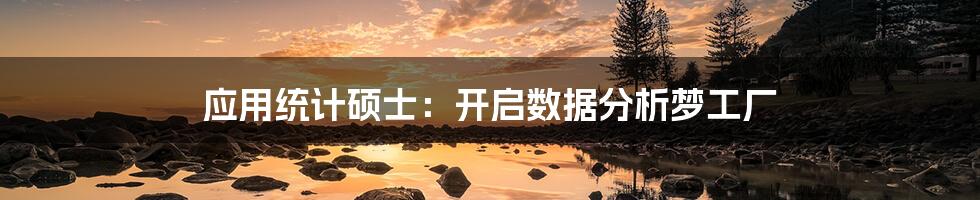 应用统计硕士:开启数据分析梦工厂