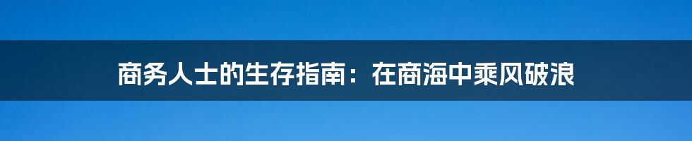 商务人士的生存指南:在商海中乘风破浪
