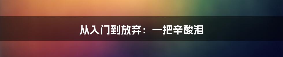 从入门到放弃:一把辛酸泪