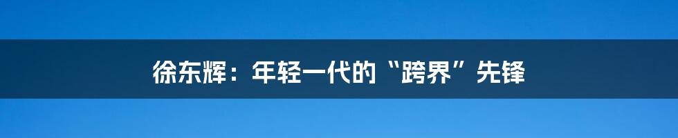 徐东辉:年轻一代的“跨界”先锋