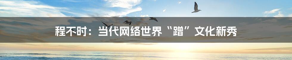 程不时:当代网络世界“蹭”文化新秀