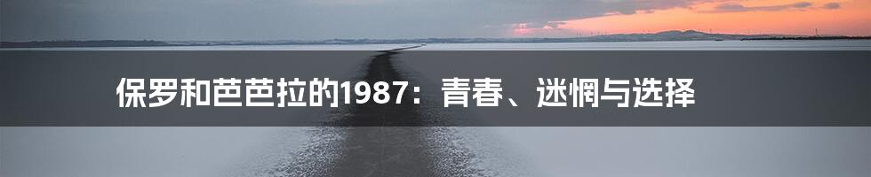 保罗和芭芭拉的1987:青春、迷惘与选择