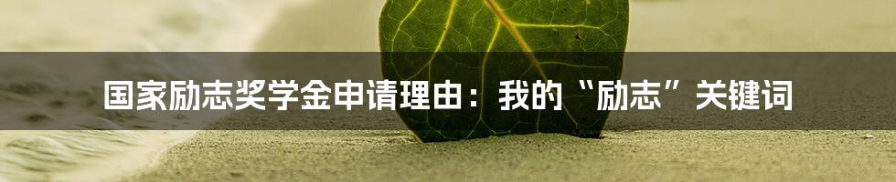 国家励志奖学金申请理由:我的“励志”关键词
