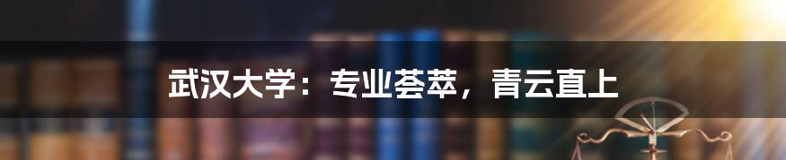 武汉大学:专业荟萃,青云直上