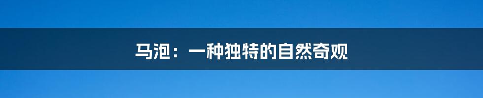 马泡:一种独特的自然奇观