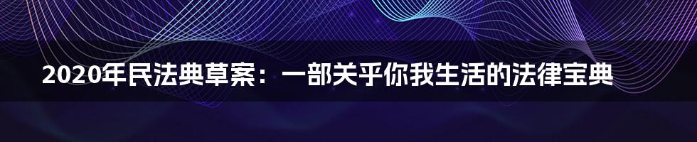 2020年民法典草案:一部关乎你我生活的法律宝典