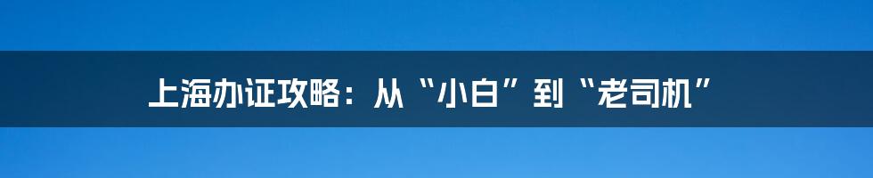 上海办证攻略:从“小白”到“老司机”