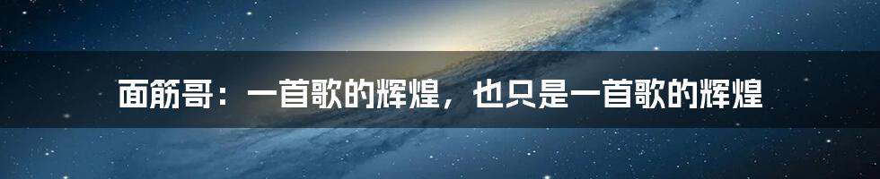 面筋哥：一首歌的辉煌，也只是一首歌的辉煌