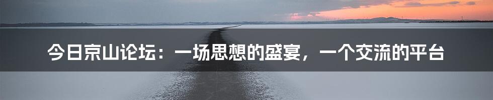 今日京山论坛:一场思想的盛宴,一个交流的平台