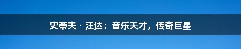 史蒂夫·汪达：音乐天才，传奇巨星