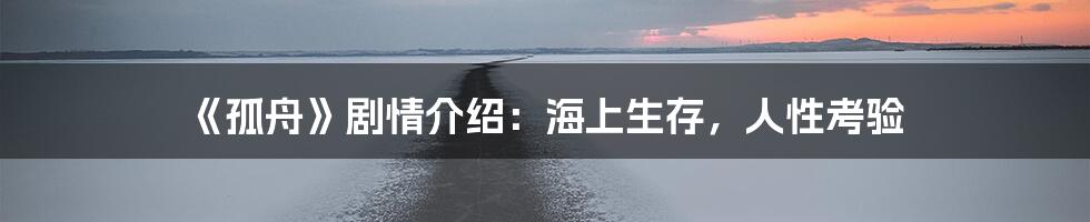 《孤舟》剧情介绍:海上生存,人性考验