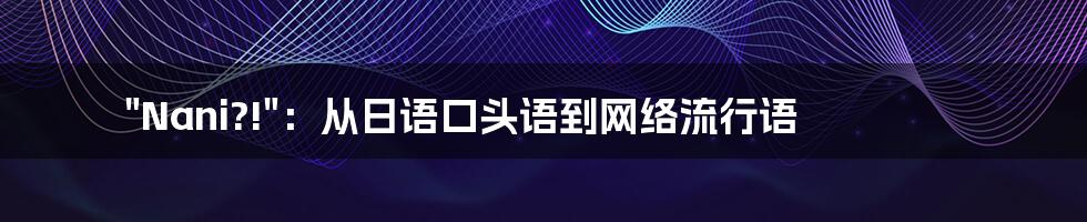 "Nani?!":从日语口头语到网络流行语