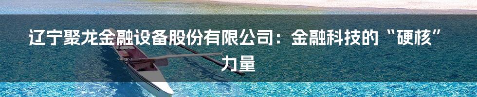 辽宁聚龙金融设备股份有限公司:金融科技的“硬核”力量