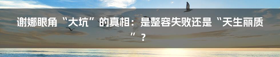 谢娜眼角“大坑”的真相：是整容失败还是“天生丽质”？